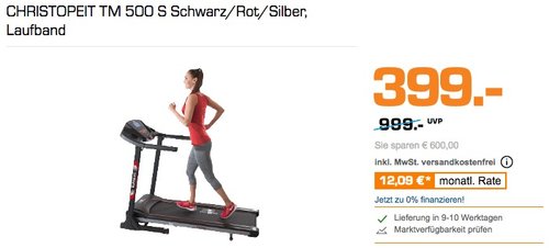 CHRISTOPEIT TM 500 S Schwarz/Rot/Silber Laufband - jetzt 15% billiger