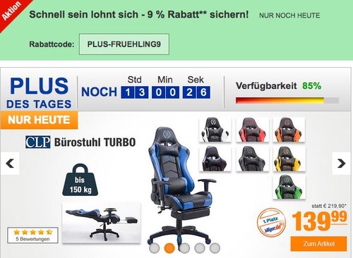 CLP Bürostuhl TURBO mit Kunstlederbezug für - jetzt 20% billiger CLP Bürostuhl TURBO mit Kunstlederbezug für - jetzt 20% billiger