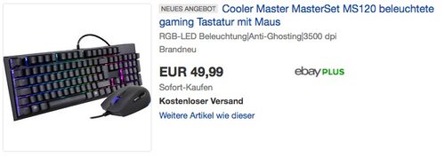 Cooler Master SGB-3050-KKMF1-DE MasterSet MS120 mit RGB Memchanical Gaming Tastatur und Maus - jetzt 28% billiger