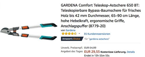 GARDENA Comfort Teleskop-Astschere 650 BT - jetzt 40% billiger GARDENA Comfort Teleskop-Astschere 650 BT - jetzt 40% billiger
