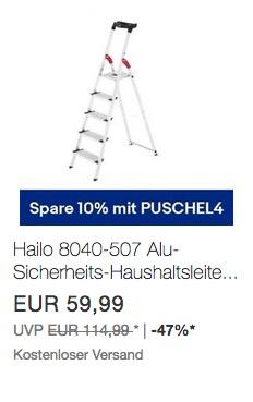 Hailo 8040-507 Alu-Sicherheits-Haushaltsleiter - jetzt 10% billiger