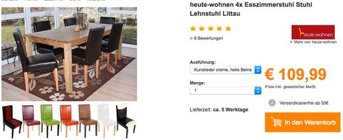 heute-wohnen 4x Esszimmerstuhl Stuhl Lehnstuhl Littau - jetzt 16% billiger heute-wohnen 4x Esszimmerstuhl Stuhl Lehnstuhl Littau - jetzt 16% billiger