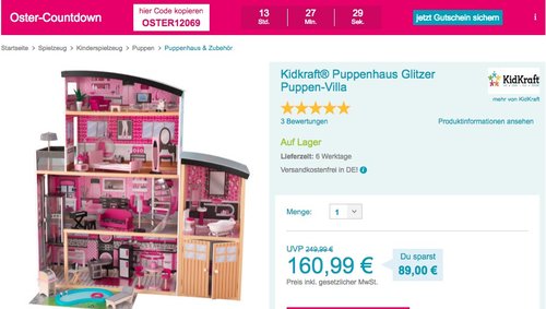 Kidkraft® Puppenhaus Glitzer Puppen-Villa - jetzt 20% billiger