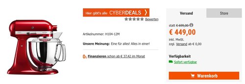 KitchenAid ARTISAN 5KSM175PSECA Küchenmaschine 300W 4,8L liebesapfelrot - jetzt 11% billiger KitchenAid ARTISAN 5KSM175PSECA Küchenmaschine 300W 4,8L liebesapfelrot - jetzt 11% billiger