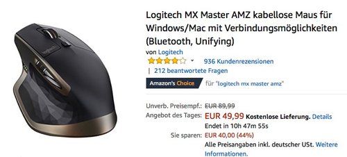 Logitech MX Master AMZ - jetzt 21% billiger Logitech MX Master AMZ - jetzt 21% billiger
