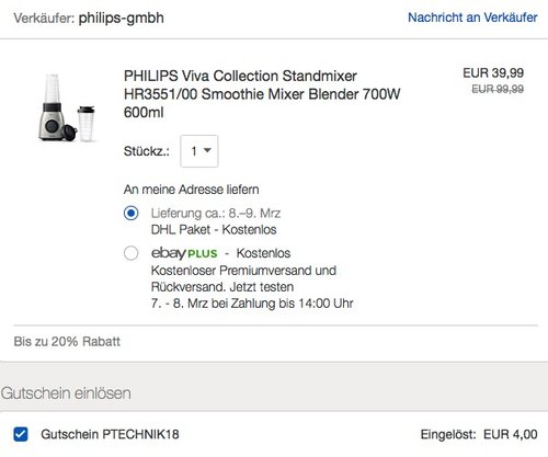 Philips Viva Collection HR3551 Standmixer - jetzt 20% billiger Philips Viva Collection HR3551 Standmixer - jetzt 20% billiger