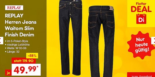 REPLAY Herren Jeans Waitom Slim Finish - jetzt 23% billiger