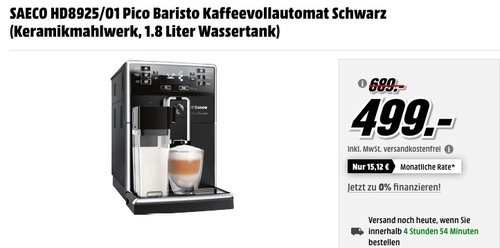 Saeco PicoBaristo HD8925 01 Kaffeevollautomat schwarz - jetzt 12% billiger