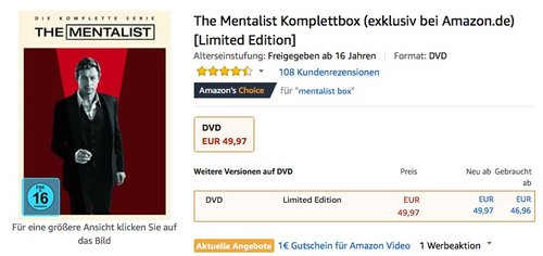 The Mentalist Komplettbox DVD-Box [Limited Edition] - jetzt 47% billiger