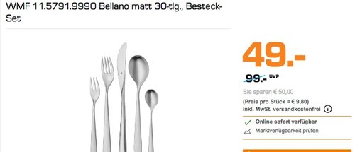 WMF 11.5791.9990 Bellano matt 30-tlg., Besteck-Set WMF 11.5791.9990 Bellano matt 30-tlg., Besteck-Set