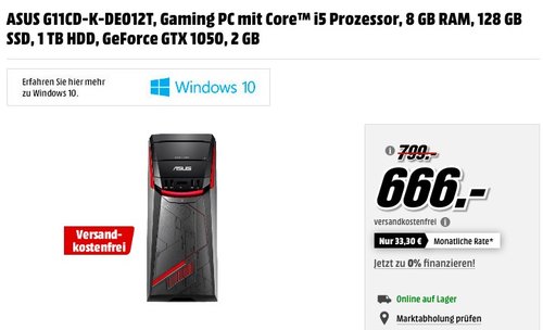 ASUS G11CD-K-DE012T Gaming PC mit Core i5 Prozessor, 8 GB RAM, 128 GB SSD, 1 TB HDD, GeForce GTX 1050 2 GB - jetzt 17% billiger