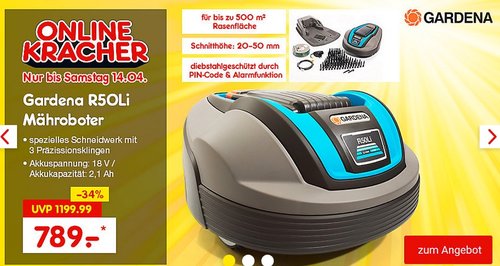 Gardena R50Li Mähroboter - jetzt 21% billiger Gardena R50Li Mähroboter - jetzt 21% billiger