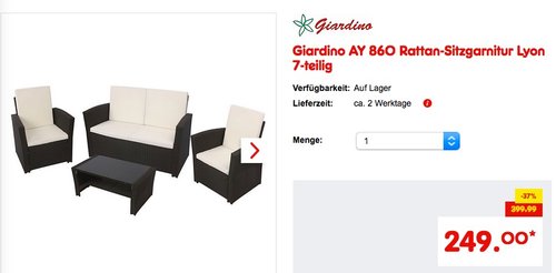 Giardino AY 860 Rattan-Sitzgarnitur Lyon 7-teilig - jetzt 27% billiger Giardino AY 860 Rattan-Sitzgarnitur Lyon 7-teilig - jetzt 27% billiger