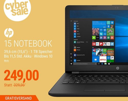 HP 15-bw067ng Notebook E2-9000E Windows 10 - jetzt 24% billiger