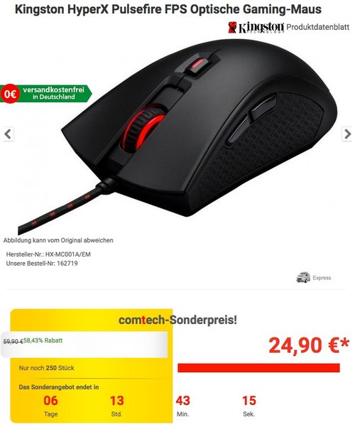 HyperX Pulsefire FPS Gaming-Maus - jetzt 47% billiger HyperX Pulsefire FPS Gaming-Maus - jetzt 47% billiger