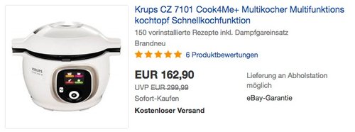 Krups CZ 7101 Cook4Me+ Multikocher - jetzt 14% billiger Krups CZ 7101 Cook4Me+ Multikocher - jetzt 14% billiger