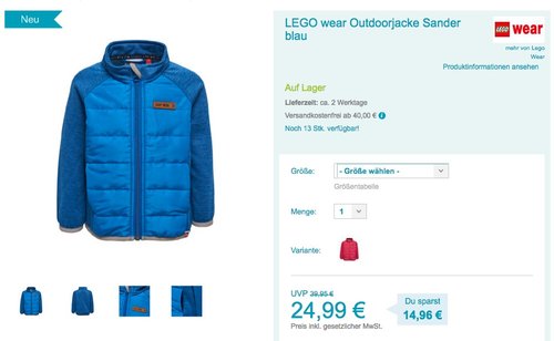 LEGO wear Outdoorjacke Sander - jetzt 25% billiger