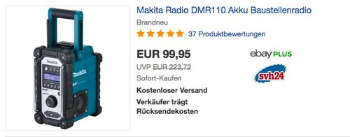 Makita Akku-Baustellenradio DMR110 (ohne Akku und Ladegerät) - jetzt 16% billiger