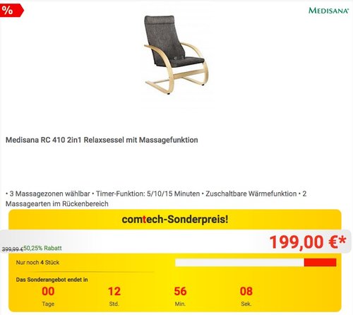 Medisana RC 410 2in1 Relaxsessel mit Massagefunktion - jetzt 16% billiger Medisana RC 410 2in1 Relaxsessel mit Massagefunktion - jetzt 16% billiger