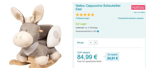 Nattou Cappuccino Schaukeltier Esel - jetzt 10% billiger Nattou Cappuccino Schaukeltier Esel - jetzt 10% billiger