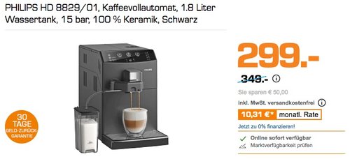 PHILIPS HD 8829/01 Kaffeevollautomat schwarz - jetzt 12% billiger PHILIPS HD 8829/01 Kaffeevollautomat schwarz - jetzt 12% billiger