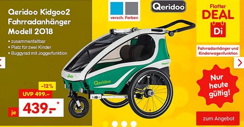 Qeridoo Kidgoo2 Fahrradanhänger Modell 2018 - jetzt 12% billiger Qeridoo Kidgoo2 Fahrradanhänger Modell 2018 - jetzt 12% billiger