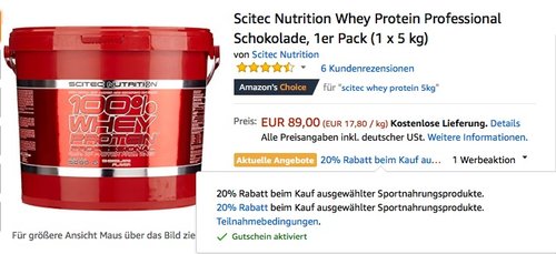Scitec Nutrition Whey Protein Professional Schokolade, 1er Pack (1 x 5 kg) - jetzt 20% billiger Scitec Nutrition Whey Protein Professional Schokolade, 1er Pack (1 x 5 kg) - jetzt 20% billiger