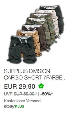 Surplus Division Herren Cargo Shorts - jetzt 25% billiger
