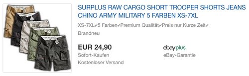 SURPLUS RAW CARGO SHORT 5 FARBEN XS-7XL - jetzt 22% billiger