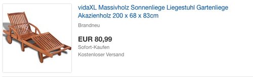 vidaXL Massivholz Sonnenliege - jetzt 9% billiger