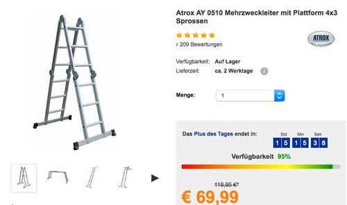 Atrox Mehrzweckleiter mit Plattform 4x3 Sprossen - jetzt 18% billiger