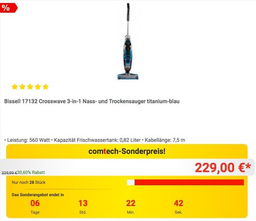 Bissell 17132 Crosswave 3-in-1 Nass- und Trockensauger - jetzt 18% billiger Bissell 17132 Crosswave 3-in-1 Nass- und Trockensauger - jetzt 18% billiger