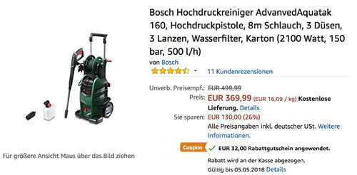 Bosch Hochdruckreiniger Advanvedaquatak 160 - jetzt 9% billiger Bosch Hochdruckreiniger Advanvedaquatak 160 - jetzt 9% billiger