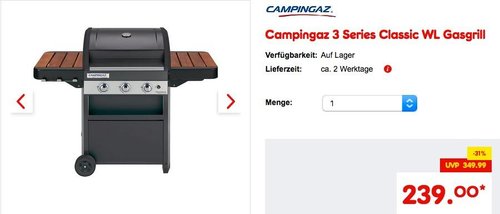 Campingaz 3 Series Classic WL Gasgrill - jetzt 14% billiger Campingaz 3 Series Classic WL Gasgrill - jetzt 14% billiger
