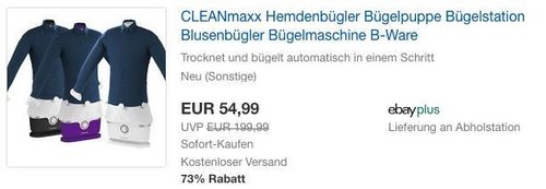 CLEANmaxx Hemdenbügler Bügelpuppe  B-Ware - jetzt 13% billiger CLEANmaxx Hemdenbügler Bügelpuppe  B-Ware - jetzt 13% billiger
