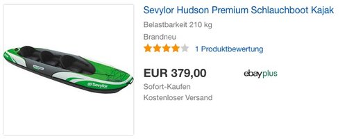 Sevylor Hudson Premium Schlauchboot Kajak - jetzt 25% billiger