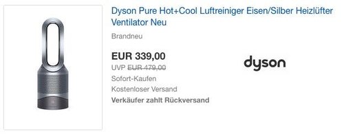 Dyson Pure Hot+Cool Luftreiniger Heizlüfter Ventilator - jetzt 6% billiger Dyson Pure Hot+Cool Luftreiniger Heizlüfter Ventilator - jetzt 6% billiger