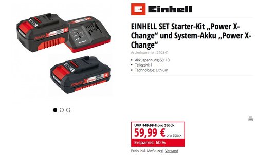 EINHELL SET Starter-Kit Power X-Change und System-Akku Power X-Change EINHELL SET Starter-Kit Power X-Change und System-Akku Power X-Change
