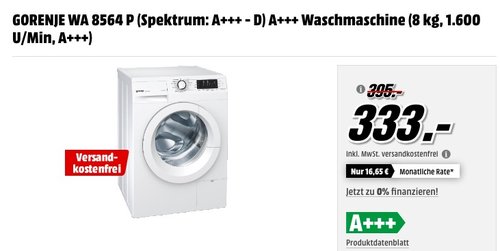 GORENJE WA 8564 P, 8 kg Waschmaschine - jetzt 16% billiger GORENJE WA 8564 P, 8 kg Waschmaschine - jetzt 16% billiger