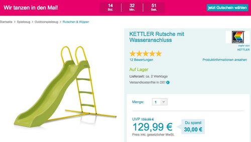 KETTLER Rutsche mit Wasseranschluss - jetzt 17% billiger KETTLER Rutsche mit Wasseranschluss - jetzt 17% billiger