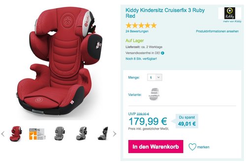 Kiddy Kindersitz Cruiserfix 3 Ruby Red - jetzt 16% billiger Kiddy Kindersitz Cruiserfix 3 Ruby Red - jetzt 16% billiger