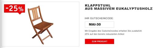Klappstuhl aus Eukalyptusholz - jetzt 20% billiger