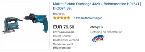 Makita Elektro Stichsäge 4329 + Bohrmaschine HP1641-DK0074 Set - jetzt 19% billiger Makita Elektro Stichsäge 4329 + Bohrmaschine HP1641-DK0074 Set - jetzt 19% billiger