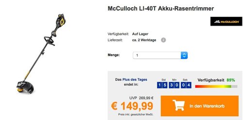 McCulloch LI-40T Akku-Rasentrimmer - jetzt 28% billiger