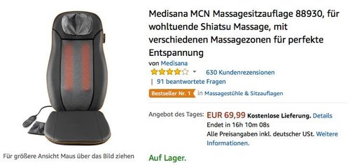 Medisana MCN Massagesitzauflage 88930 - jetzt 18% billiger