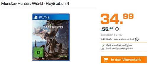 Monster Hunter: World - PlayStation 4 - jetzt 27% billiger Monster Hunter: World - PlayStation 4 - jetzt 27% billiger