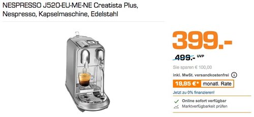 NESPRESSO J520-EU-ME-NE Creatista Plus Kapselmaschine - jetzt 15% billiger NESPRESSO J520-EU-ME-NE Creatista Plus Kapselmaschine - jetzt 15% billiger