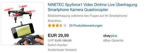 NINETEC Spyforce1 Video Drohne - jetzt 23% billiger
