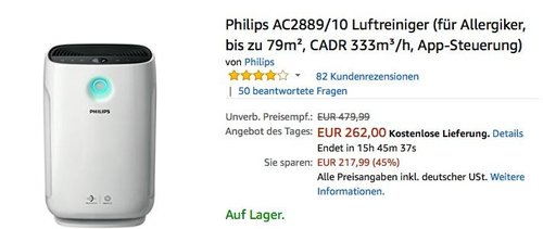Philips AC2889/10 Luftreiniger - jetzt 28% billiger