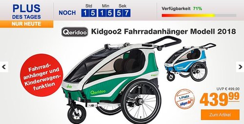 Qeridoo Kidgoo2 Fahrradanhänger Modell 2018 grün oder blau - jetzt 11% billiger Qeridoo Kidgoo2 Fahrradanhänger Modell 2018 grün oder blau - jetzt 11% billiger